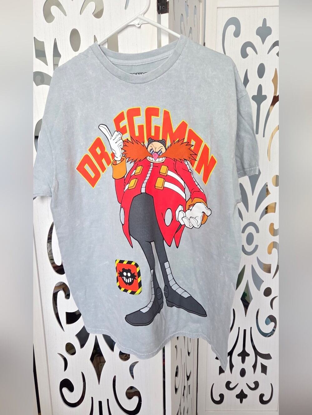 Sonic the Hedgehog Dr Eggman Shirt XL Gray Acid Mineral Wash Sega Graphic Tee NW